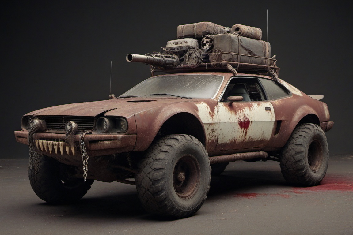 vampire car,  black and blood color,  fangs on the bumper on Tensor.Art