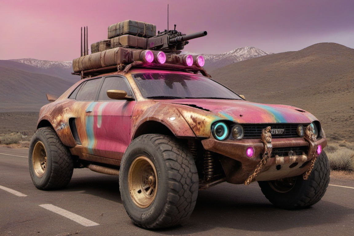 pony car,  pink color,  pony head on the hood on Tensor.Art