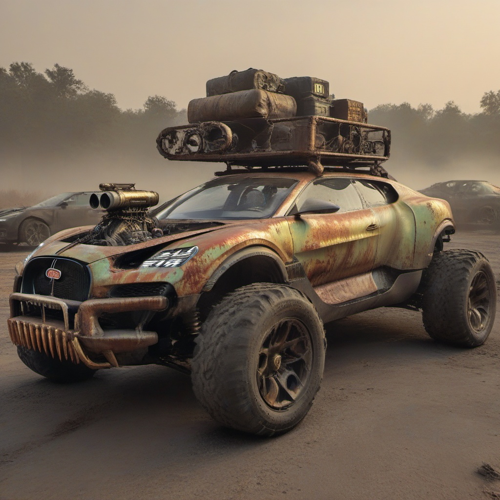 diy rusty car,  pickup truck,  monster truck wheels on Tensor.Art