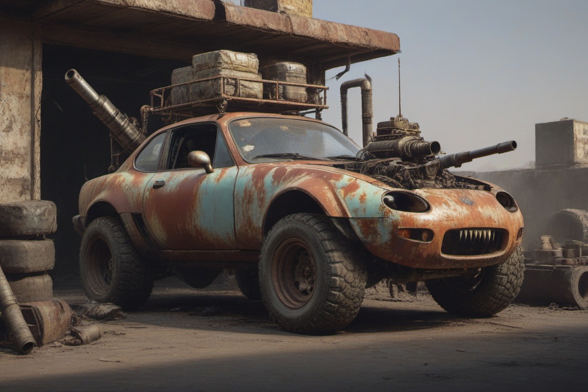 masda miata,  automaticaly **** machinegun on the roof,  sunday on Tensor.Art