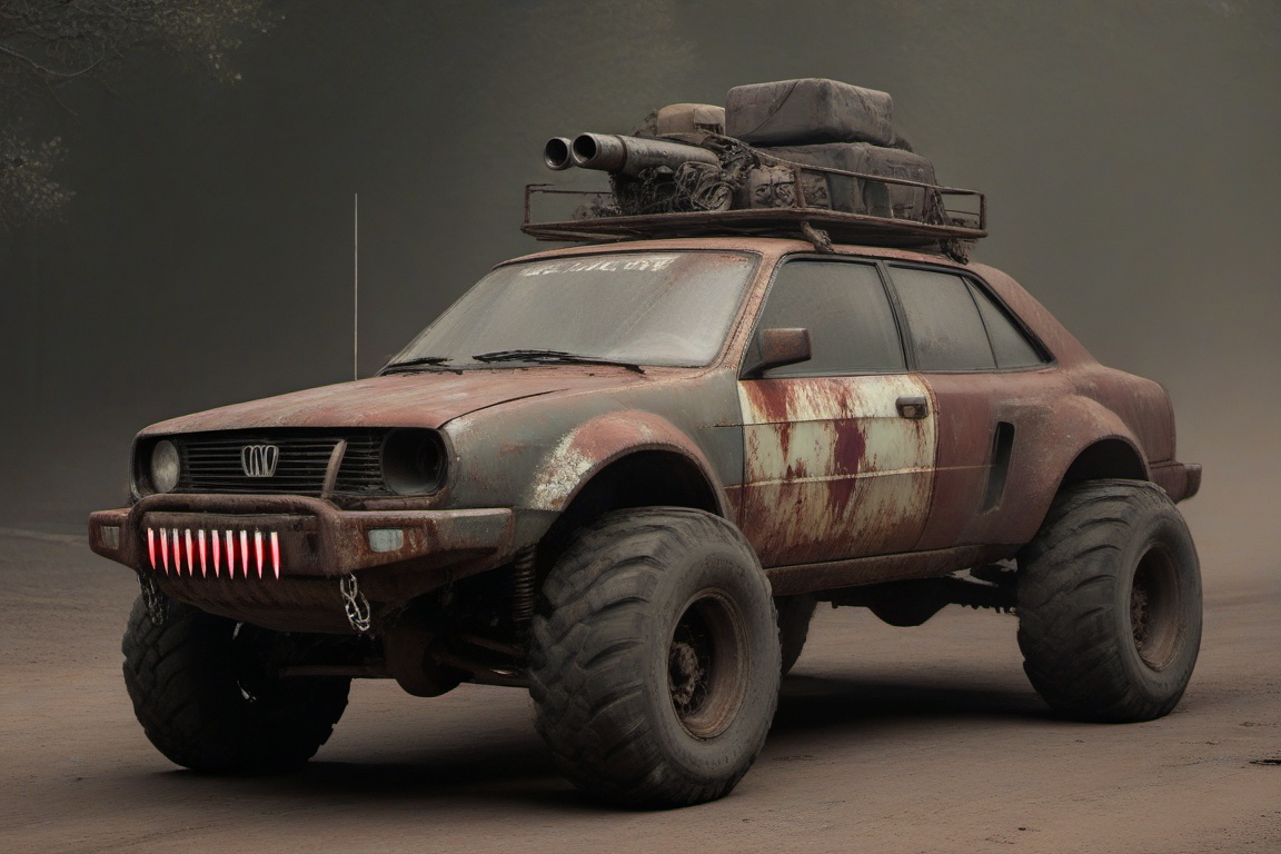 vampire car,  black and blood color,  fangs on the bumper on Tensor.Art