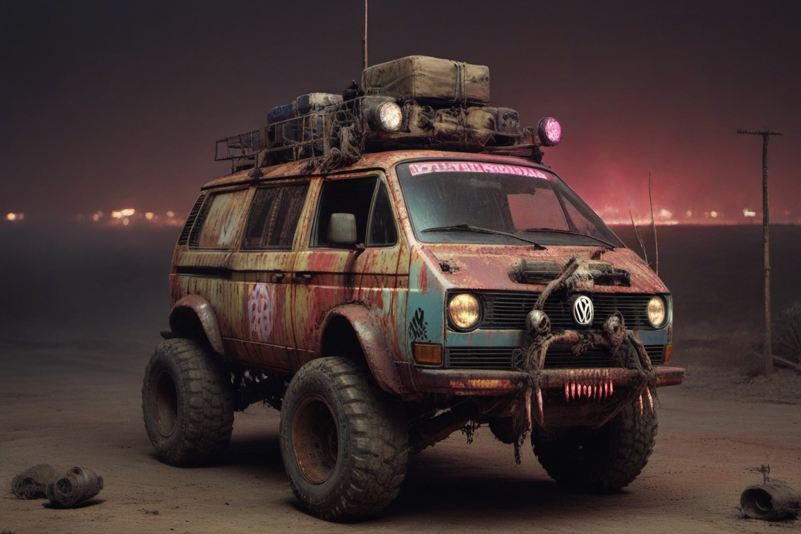 volkswagen jetta,  automaticaly **** machinegun on the roof,  night on Tensor.Art