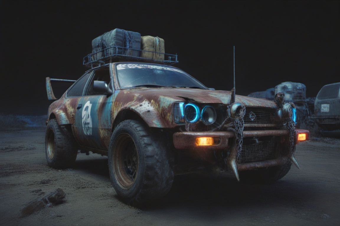 nissan silvia,  night,  blue neon light on Tensor.Art