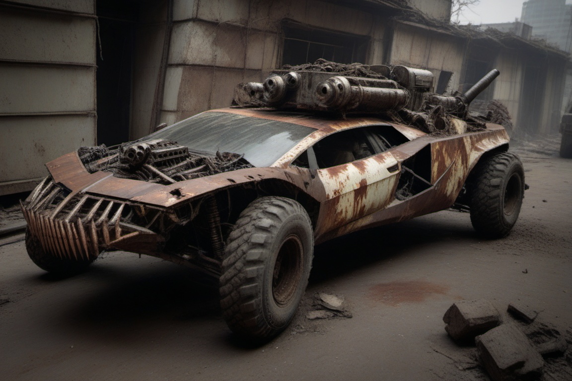 batman armored suv,  large offroad wheels,  automatic **** machine gun on Tensor.Art