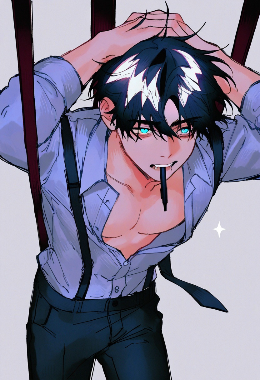 juicy_style,  1boy,  damp_short_hair on Tensor.Art