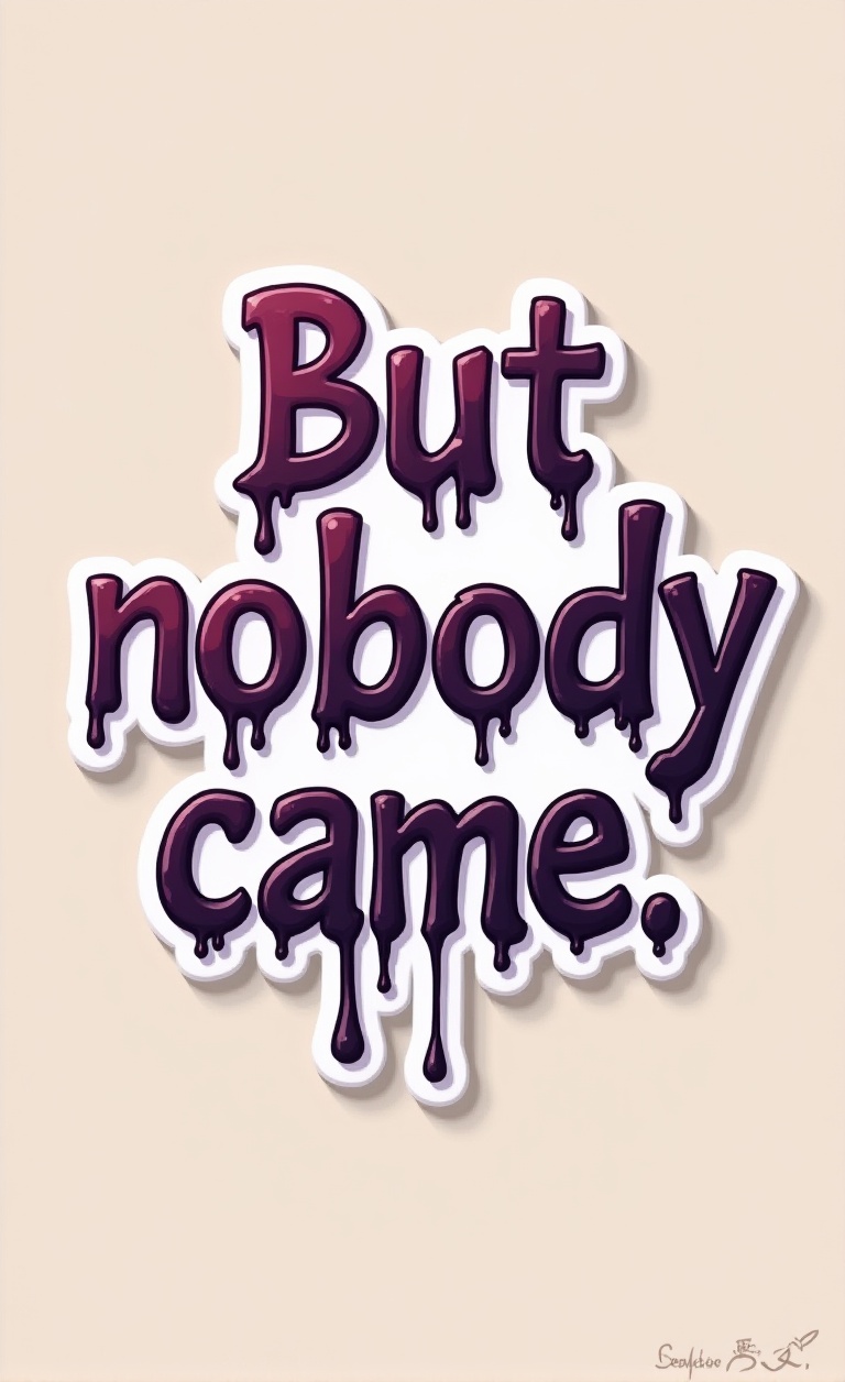 A clear sticker featuring the iconic "But nobody came." message from Undertale,  but the text appears to be melting away l...