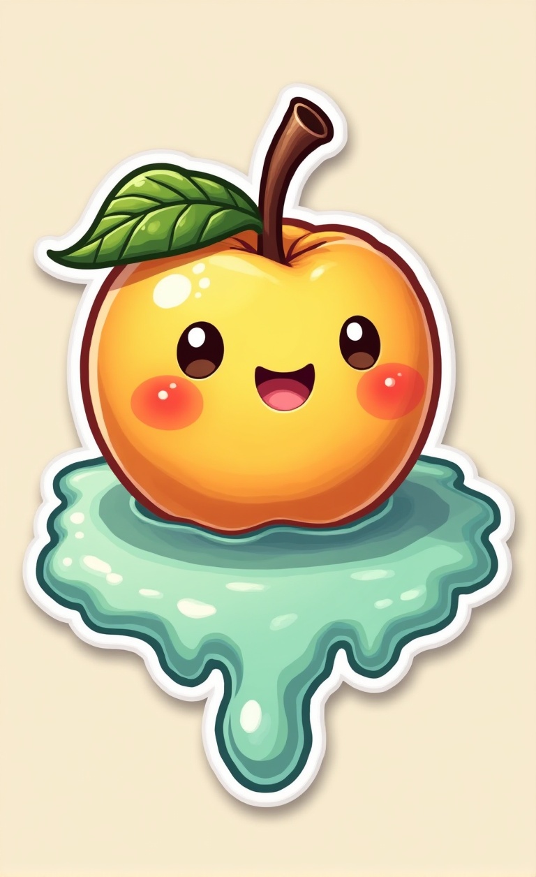 A clear vinyl sticker of a cartoonish,  semi-transparent Junimo from Stardew Valley. The adorable apple-like creature appe...