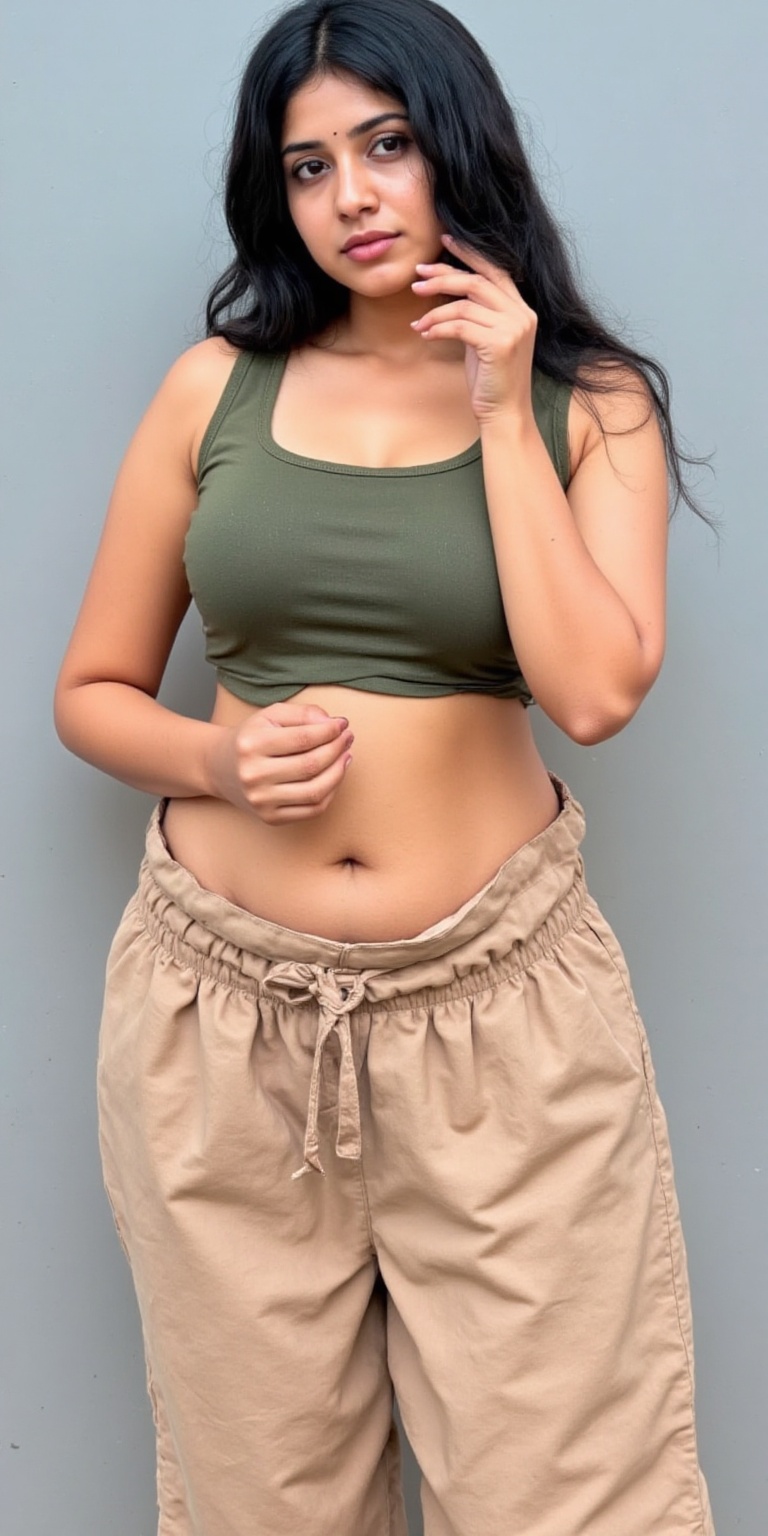 The navel shape in this image is a classic vertical oval (or almond-shaped) navel with a well-defined vertical slit. It ha...