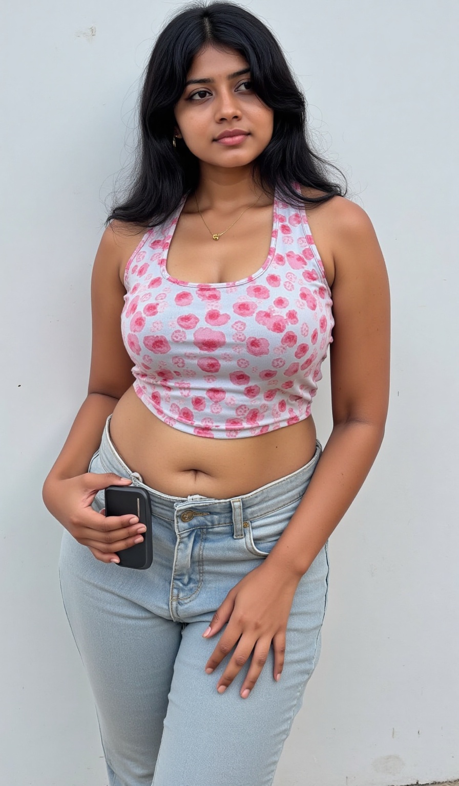 The navel shape in this image is a classic vertical oval (or almond-shaped) navel with a well-defined vertical slit. It ha...
