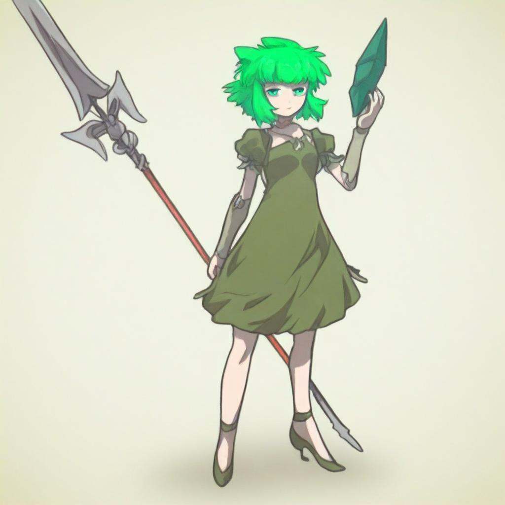 1girl,  green hair,  dress on Tensor.Art