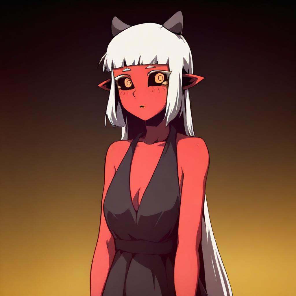 1girl,  red skin,  yellow eyes on Tensor.Art