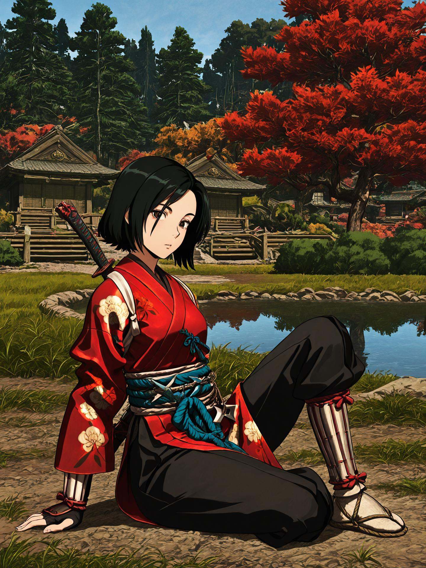 fujibayashinaoe,  anime screencap,  anime coloringblack hair on Tensor.Art