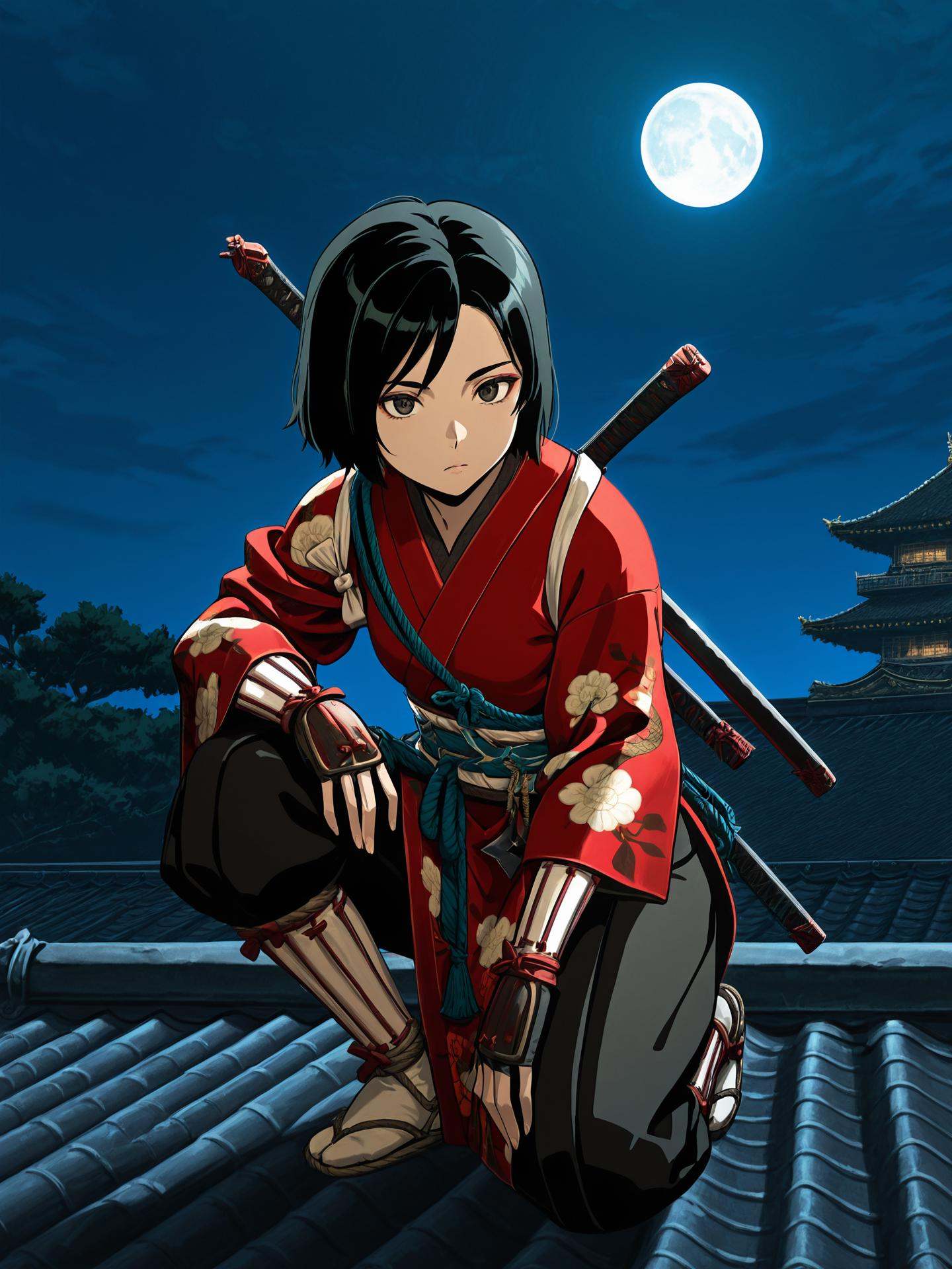 fujibayashinaoe,  anime screencap,  anime coloringblack hair on Tensor.Art