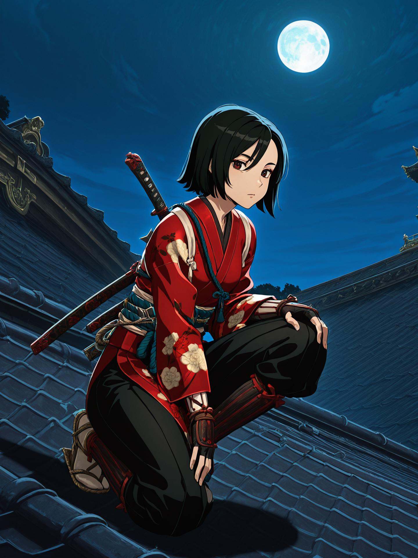 fujibayashinaoe,  anime screencap,  anime coloringblack hair on Tensor.Art