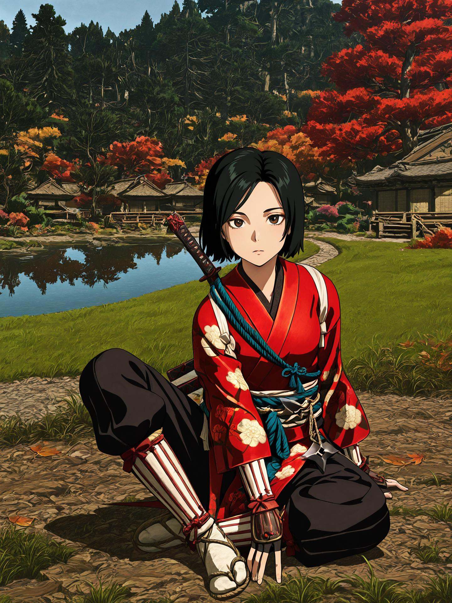 fujibayashinaoe,  anime screencap,  anime coloringblack hair on Tensor.Art