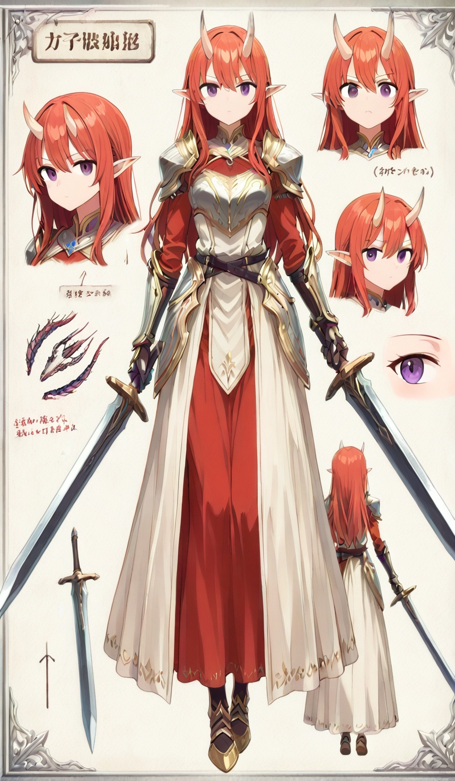 ((Multiple views,  reference sheet,  concept art on Tensor.Art