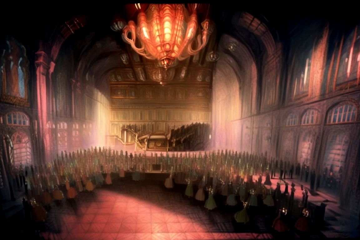 animated film,  interior,  transcendent russian ballroom on Tensor.Art