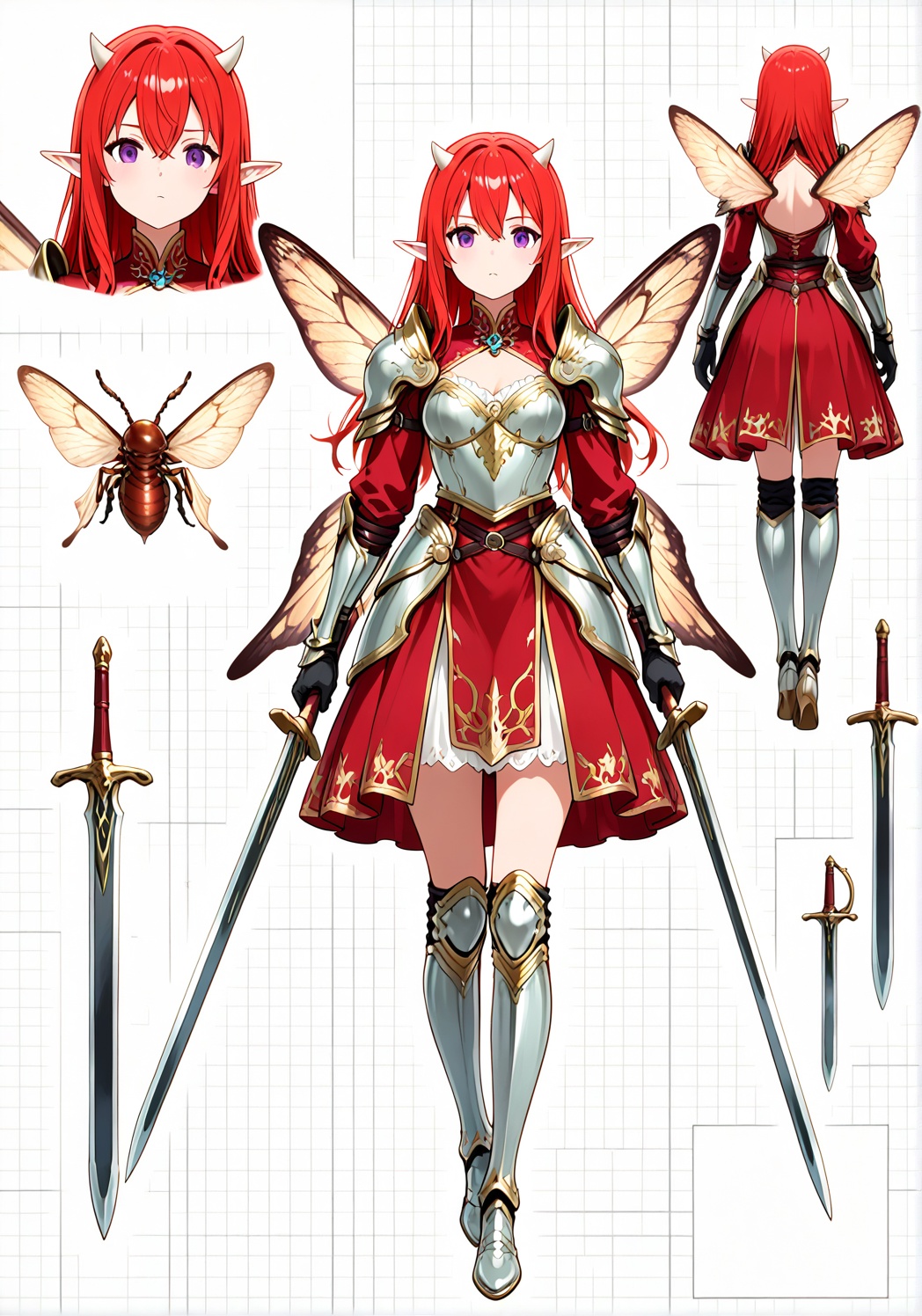 ((Multiple views,  reference sheet,  concept art on Tensor.Art