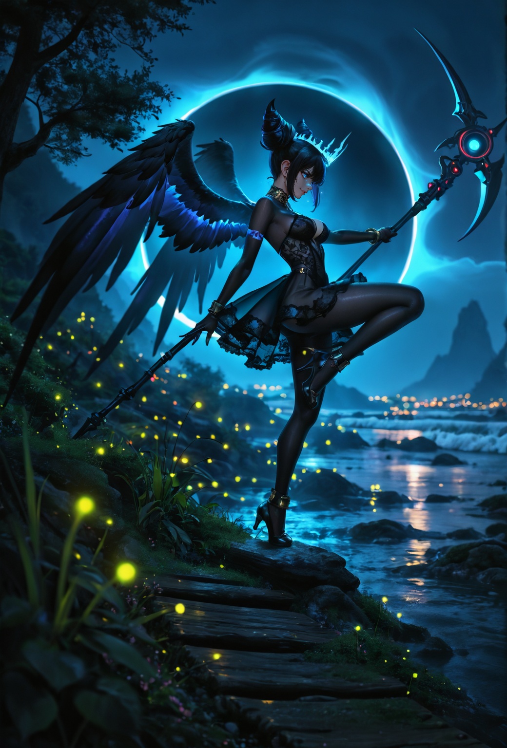 doll-sized humanoid,  translucent nanite skin,  fractal glowing eyes on Tensor.Art