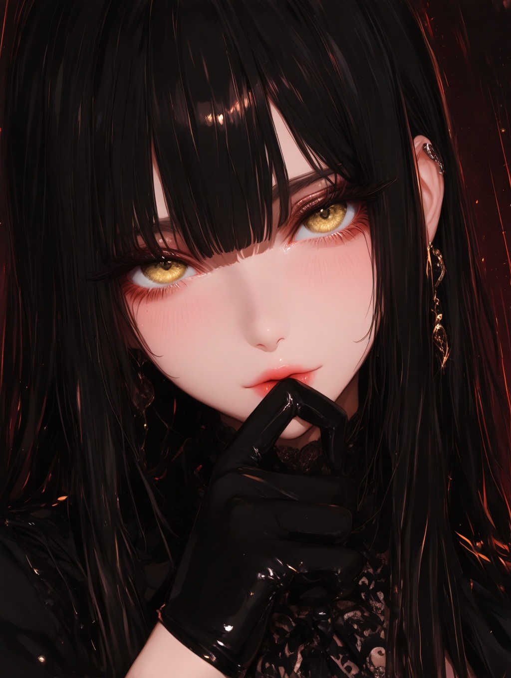 Girl,  golden eyes,  long black hair on Tensor.Art