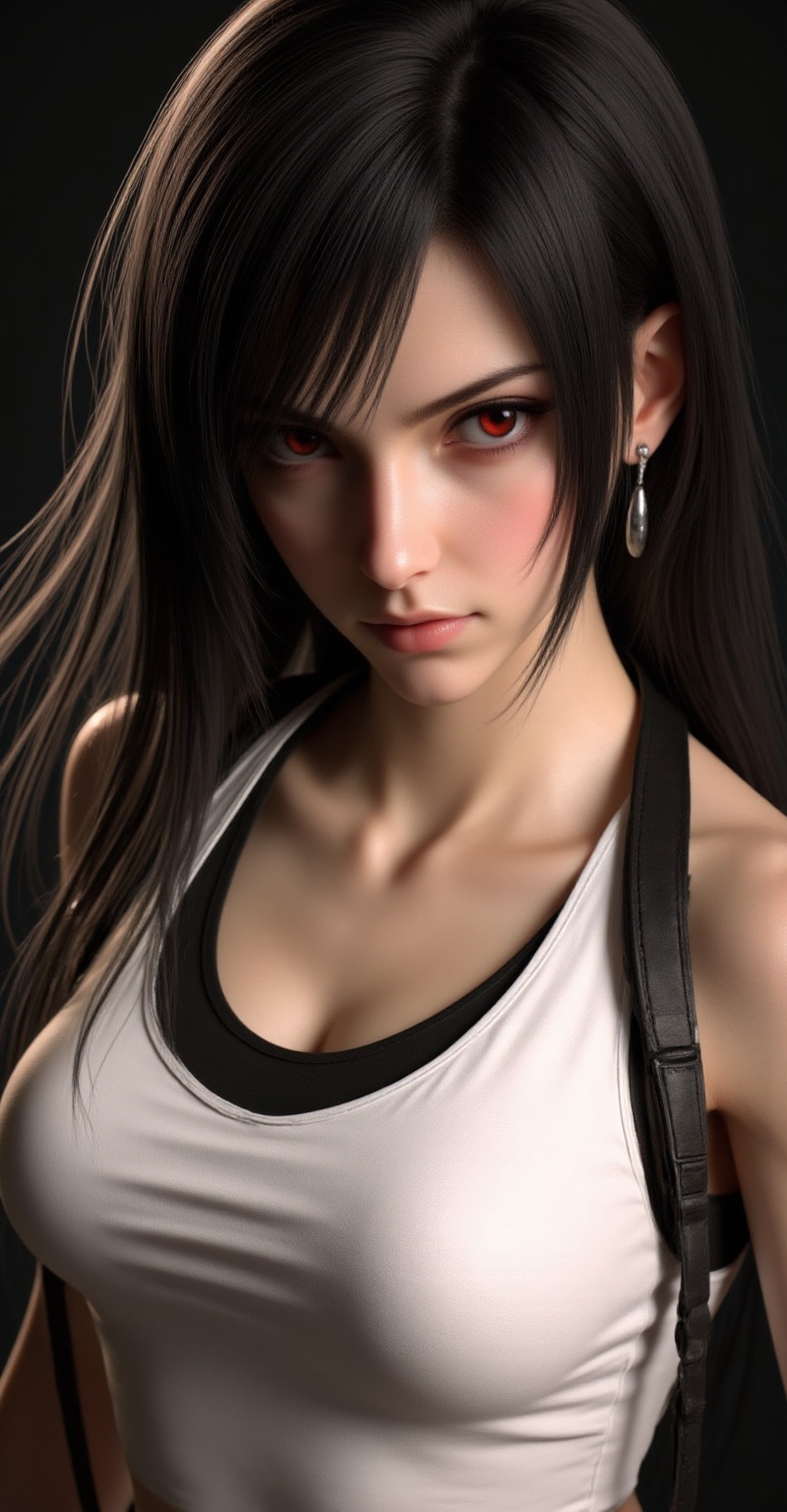 portrait of Tifa Lockhart,  (realtoon style),  athletic body on Tensor.Art