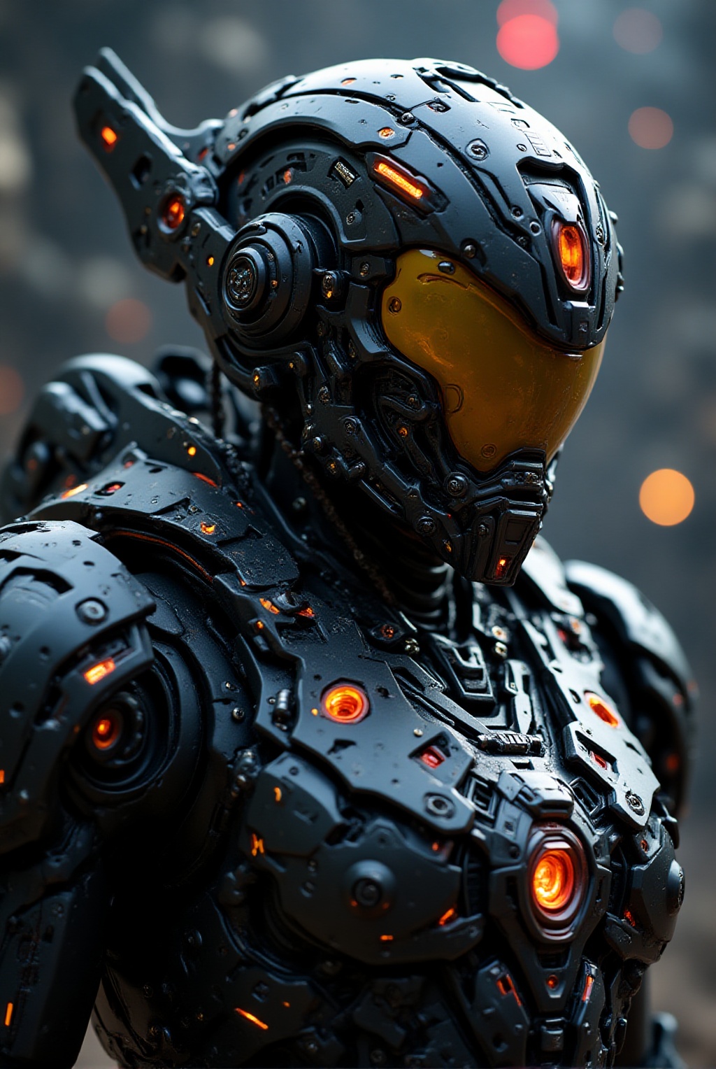 futuristic armored mecha soldier,  glowing helmet visor,  ultra detailed exosuit on Tensor.Art
