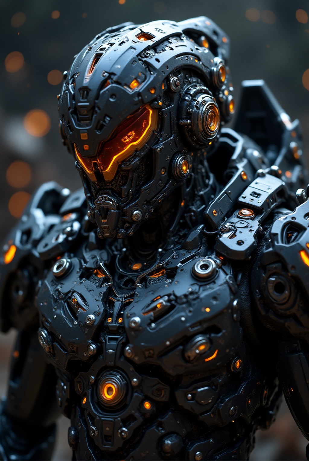 futuristic armored mecha soldier,  glowing helmet visor,  ultra detailed exosuit on Tensor.Art