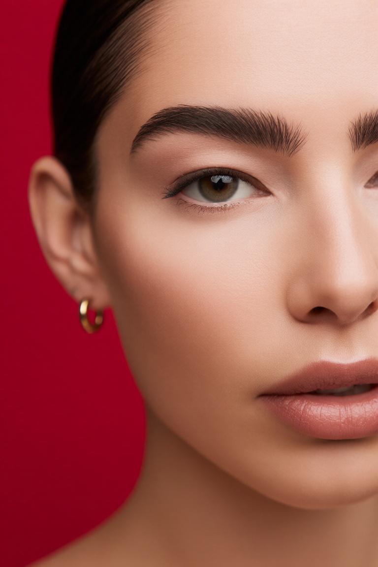 skin,  The image shows a close-up of a person's face with a focus on their eyes,  eyebrows on Tensor.Art