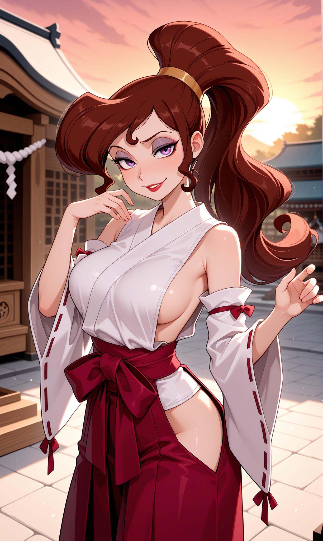 megara (disney),  purple eyes,  brown hair on Tensor.Art