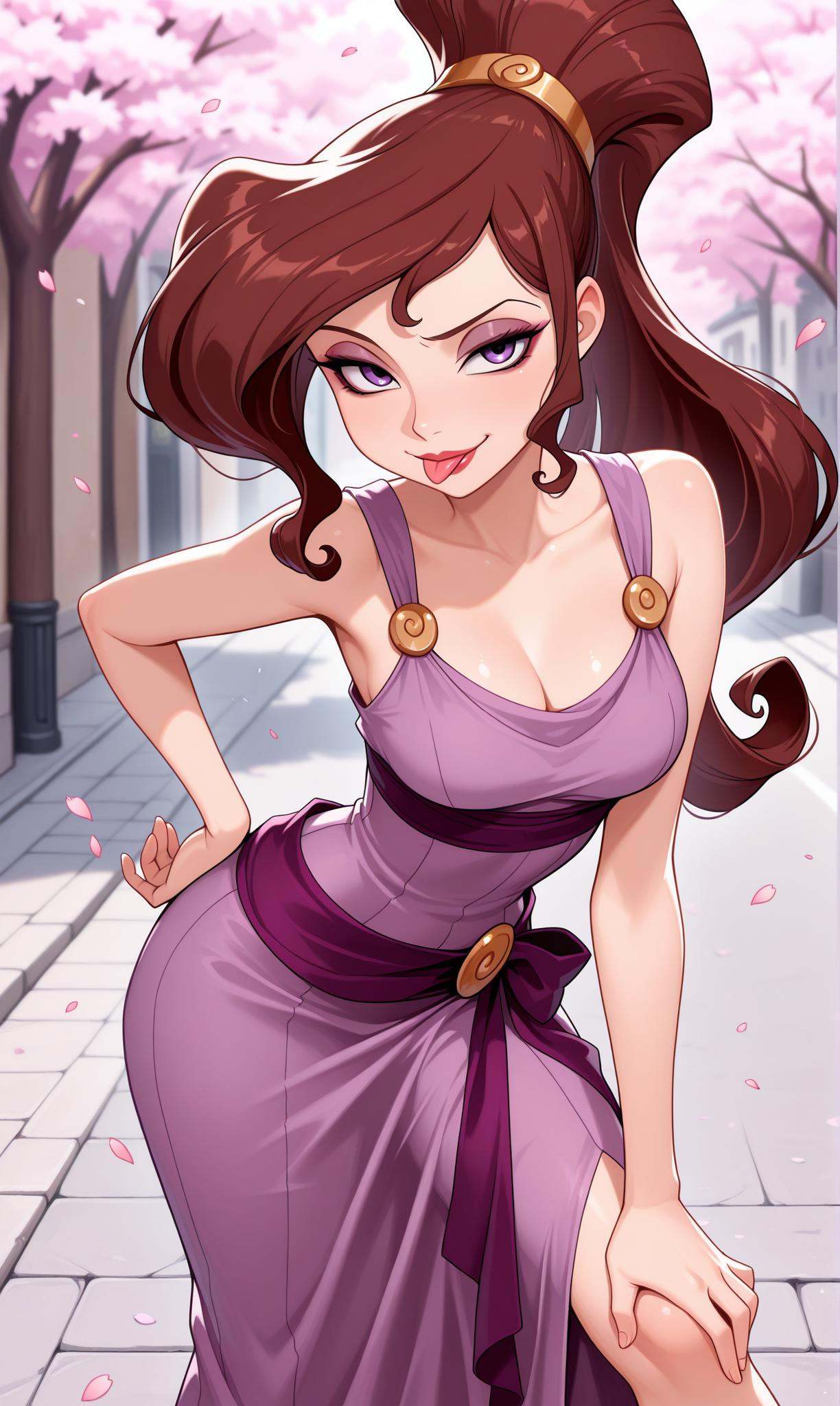 megara (disney),  purple eyes,  brown hair on Tensor.Art