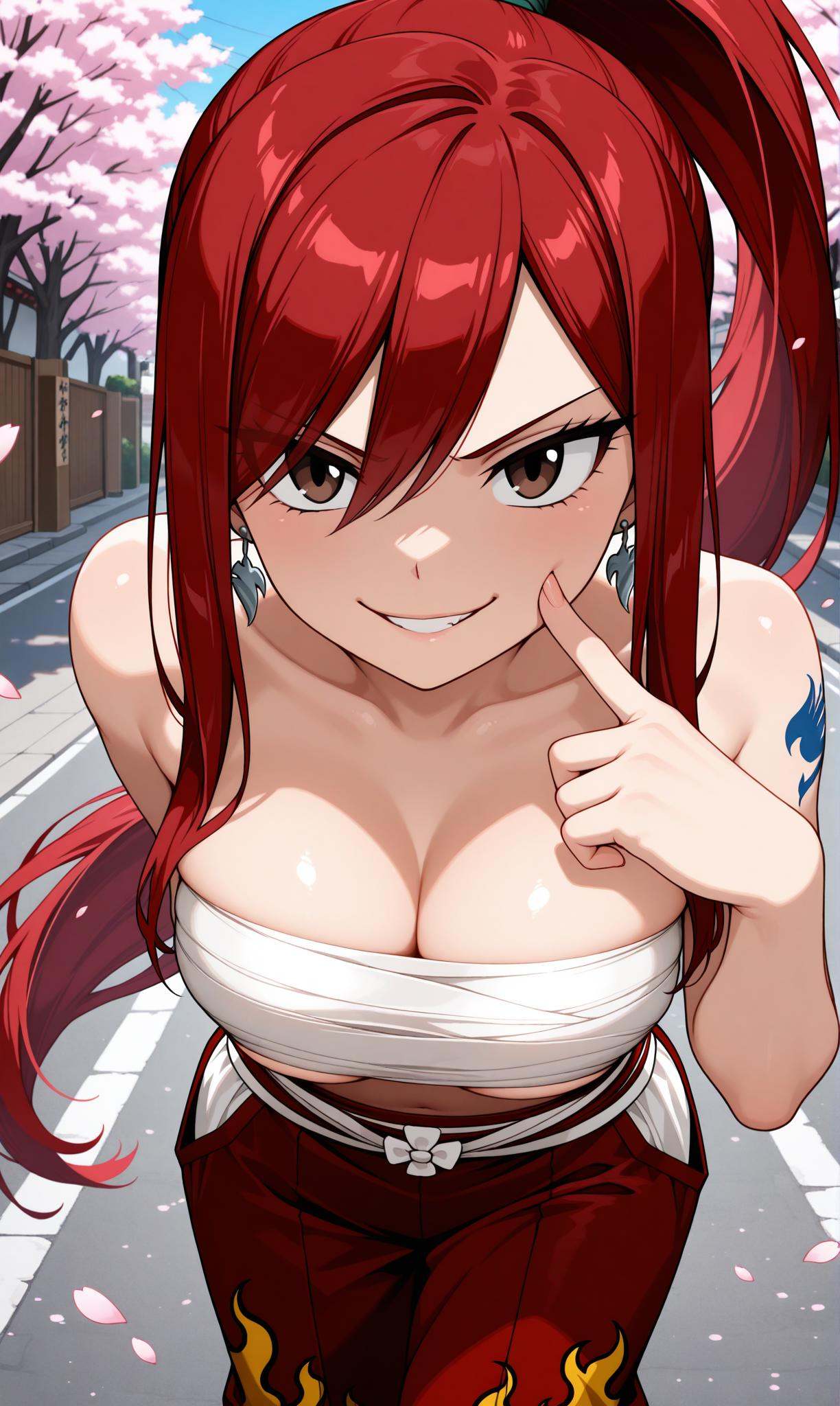 erza scarlet,  brown eyes,  red hair on Tensor.Art