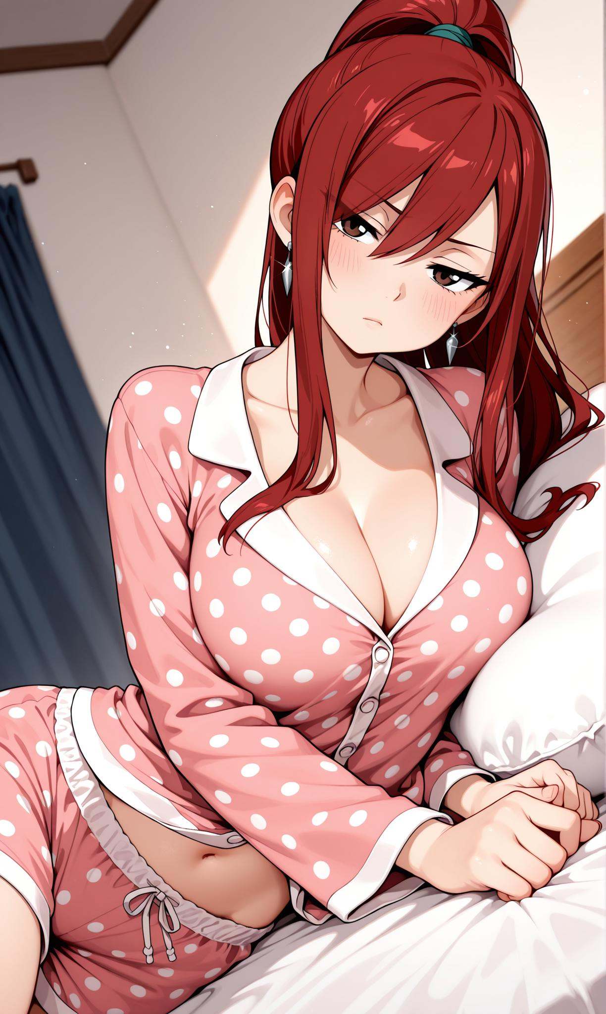 erza scarlet,  brown eyes,  red hair on Tensor.Art