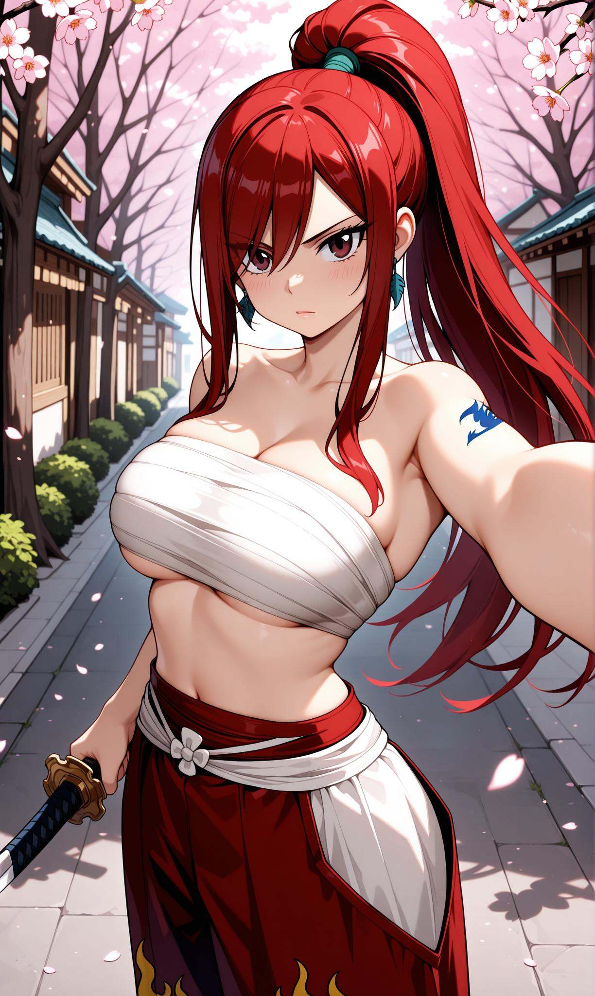 erza scarlet,  brown eyes,  red hair on Tensor.Art
