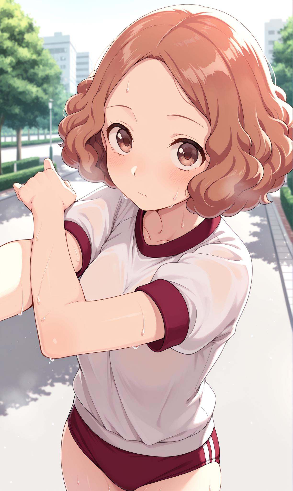 okumura haru,  curly hair,  brown eyes on Tensor.Art