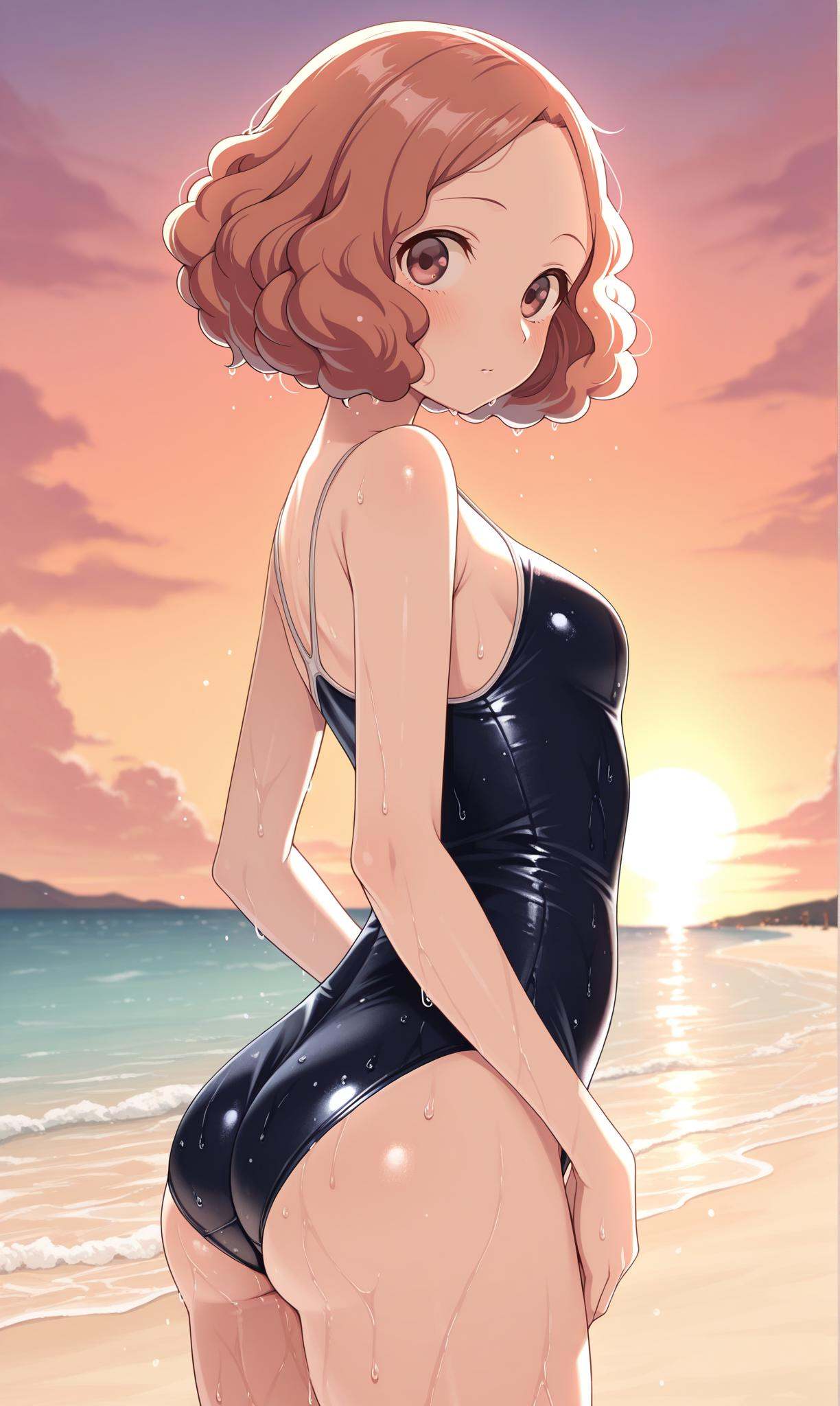 okumura haru,  curly hair,  brown eyes on Tensor.Art