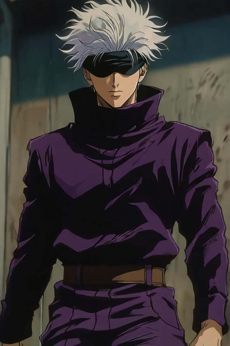 gojou satoru,  white hair,  purple pants on Tensor.Art