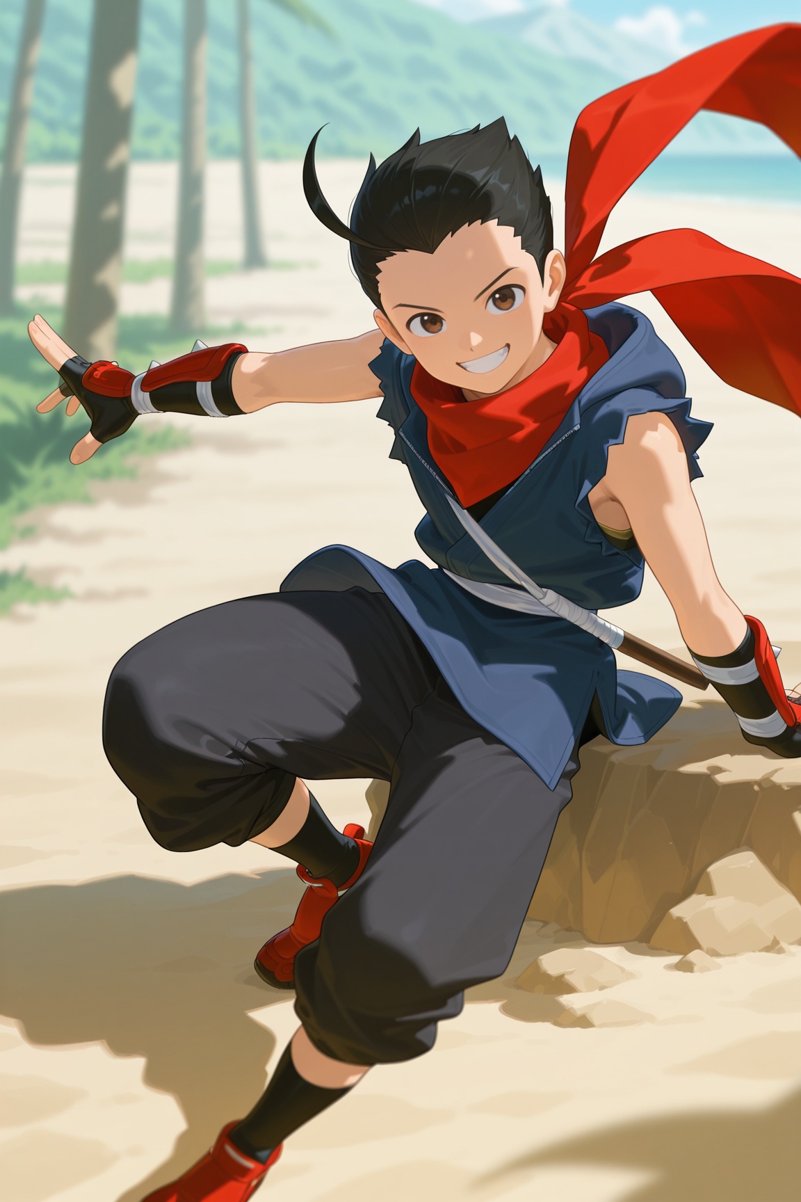 hokutomaru,  black hair,  brown eyes on Tensor.Art
