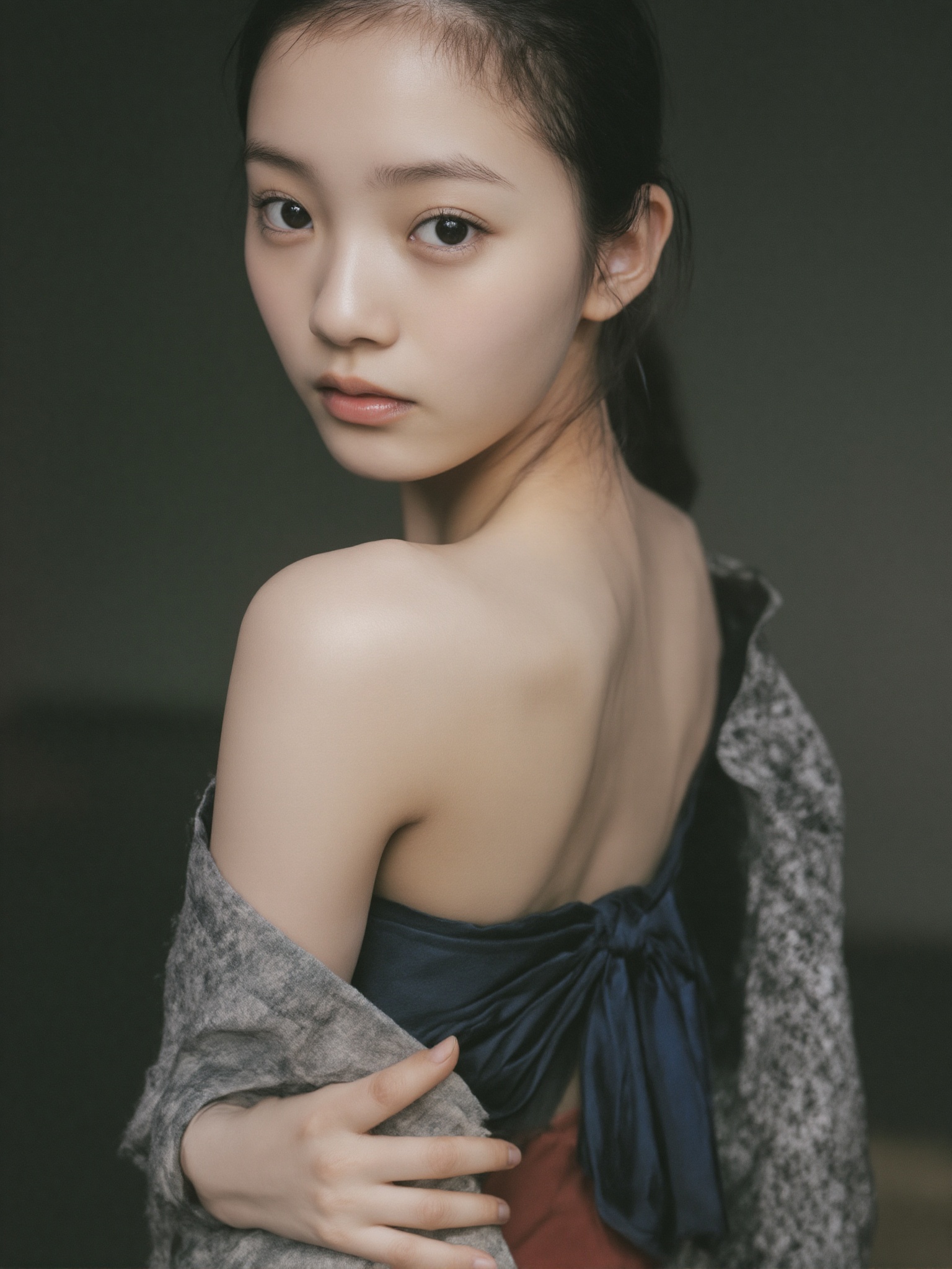 A photo of a 15-year-old actress,  ,  she is wearing a school uniform on Tensor.Art