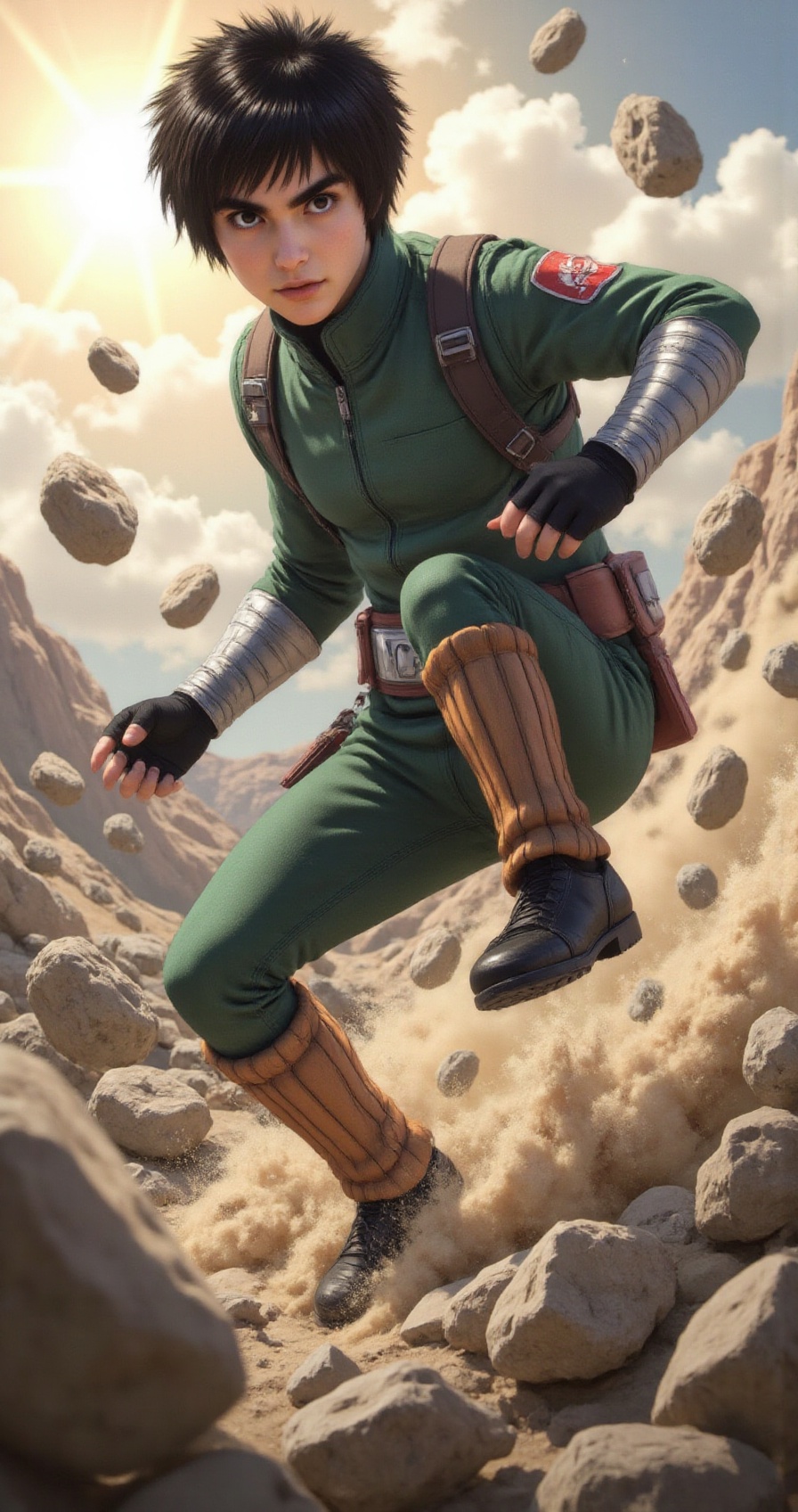 realtoon,  portrait of rocklee,  training under the sun on Tensor.Art