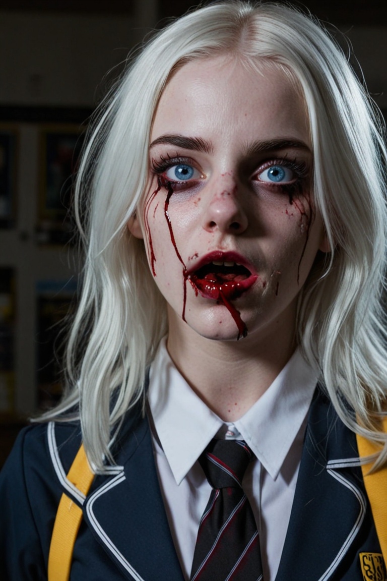 girl with a pretty face,  white hair,  blue eyes on Tensor.Art
