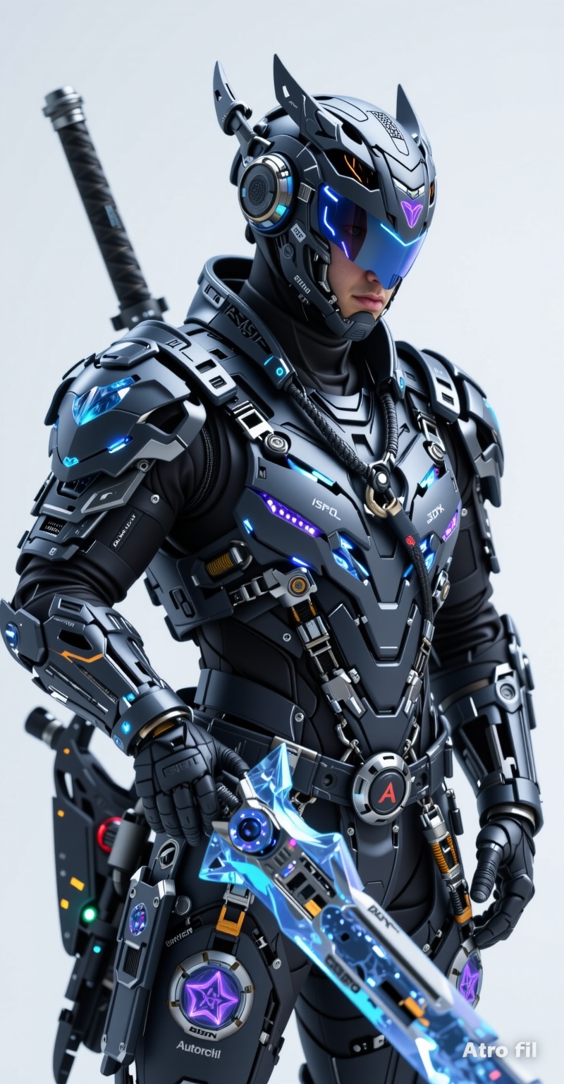 A hyper-realistic close-up head-to-shoulder poster-style portrait,  studio lighting,  depth of field. A futuristic android...