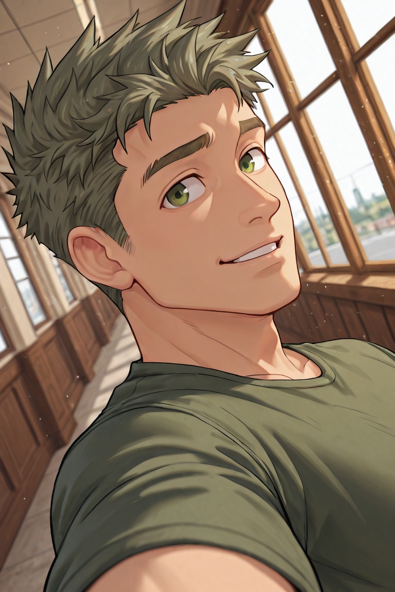matarter-8th_1male focus,  green_matarter_eyes,  greyish yellowish green_matarter_hair on Tensor.Art