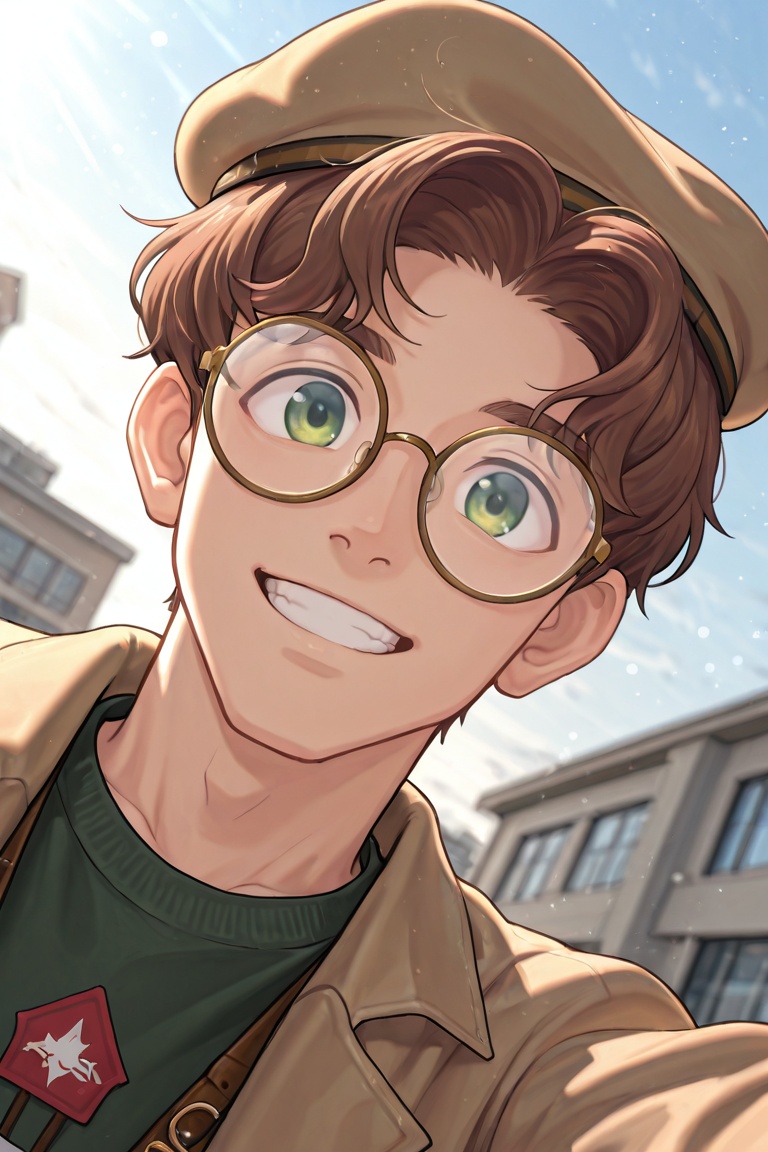 jacqent-5th_1male focus,  brown_jacqent_hair,  jacqent_glasses on Tensor.Art