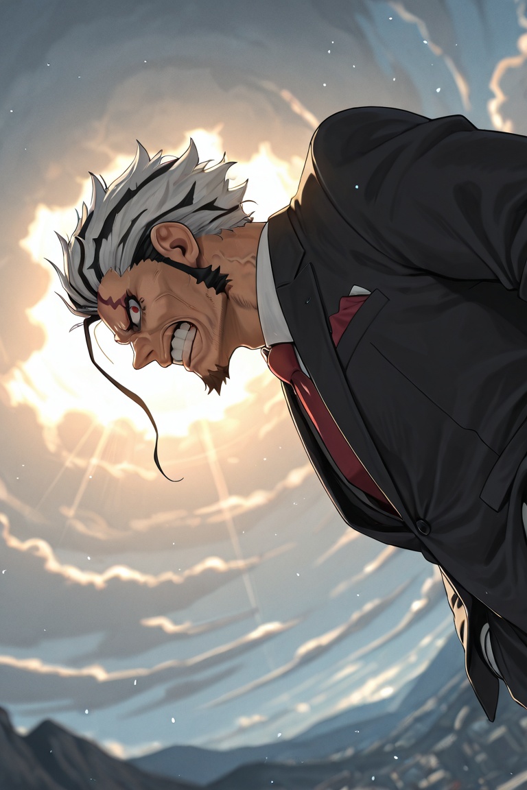 anime screencap,  robex-1male focus,  white-black_robex_hair on Tensor.Art
