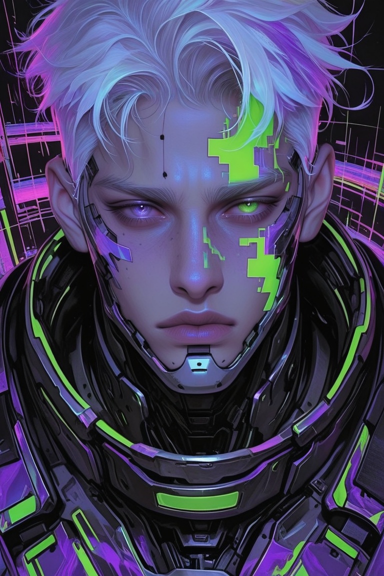 glitch effects,  neonvour,  digital painting on Tensor.Art