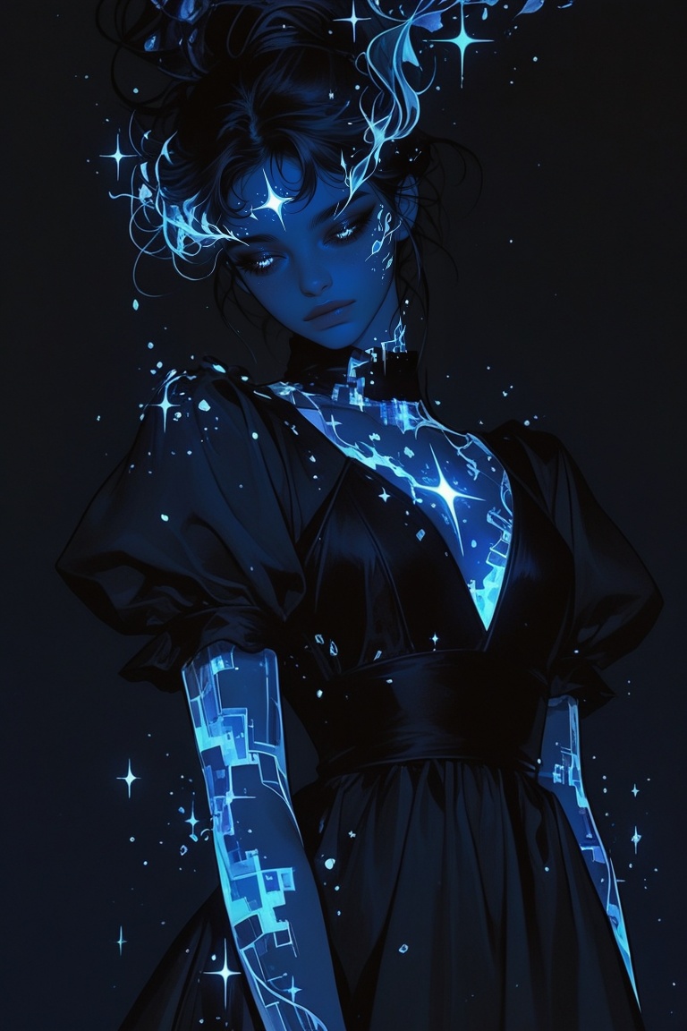 glitch effects,  neonvour,  digital painting on Tensor.Art