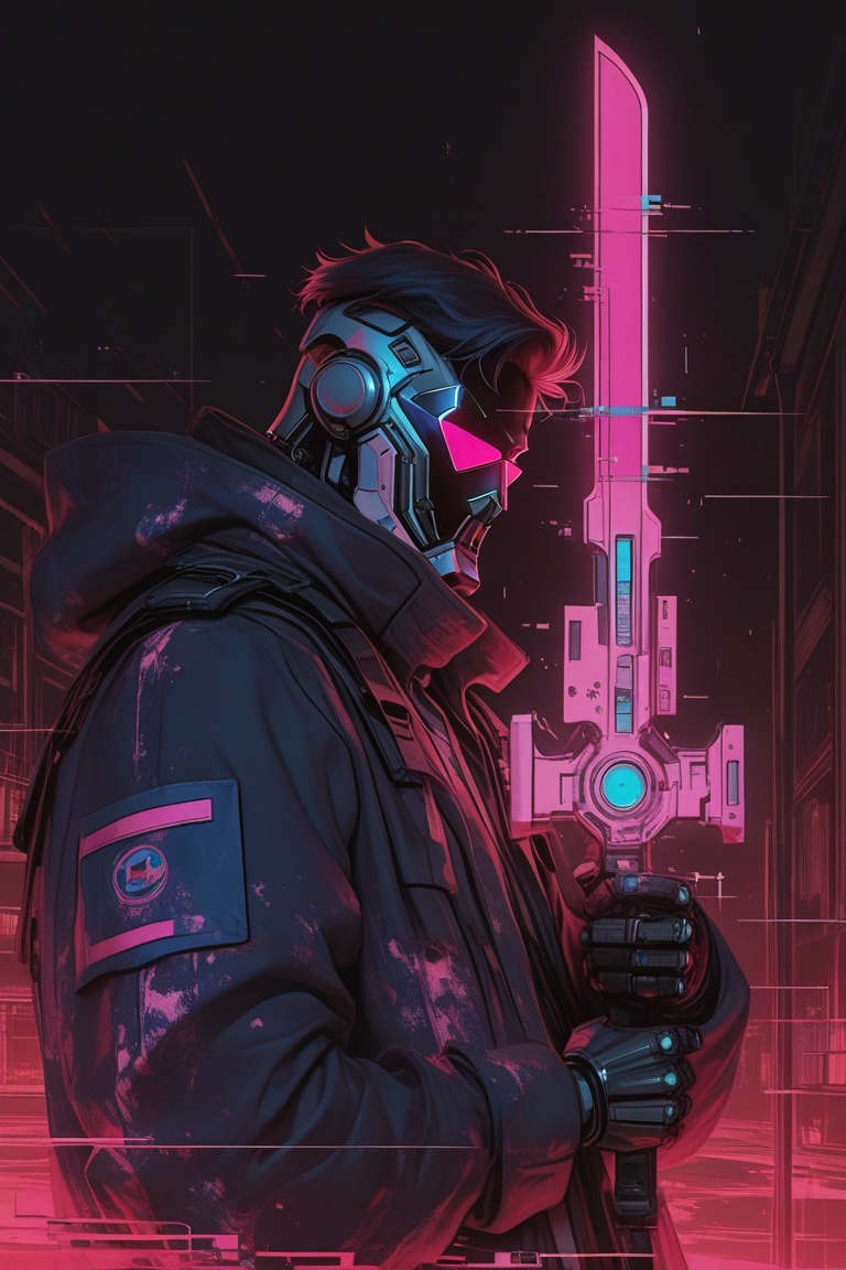glitch effects,  neonvour,  digital painting on Tensor.Art