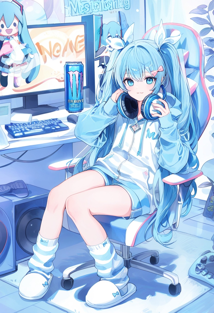 soft_pastel,  pastel color,  headphones on Tensor.Art