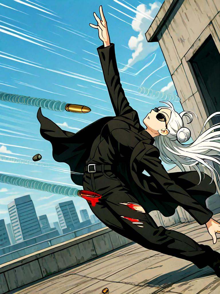 levitation,  legs together,  bullet time on Tensor.Art