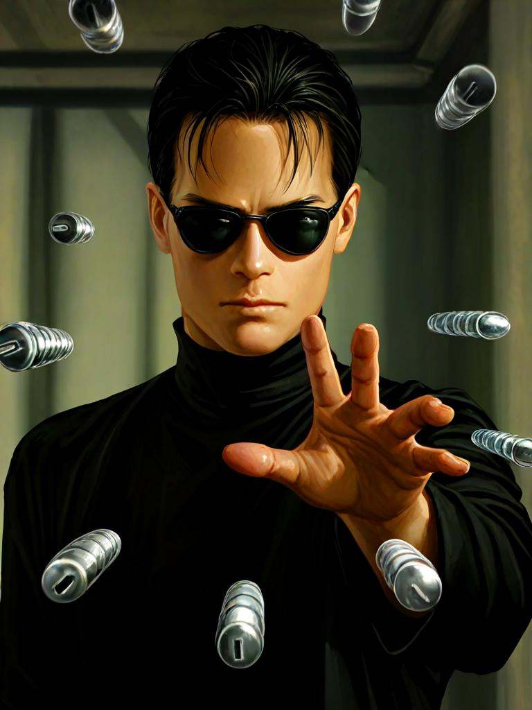 neo \(the matrix\),  bullet time,  blocking bullet on Tensor.Art